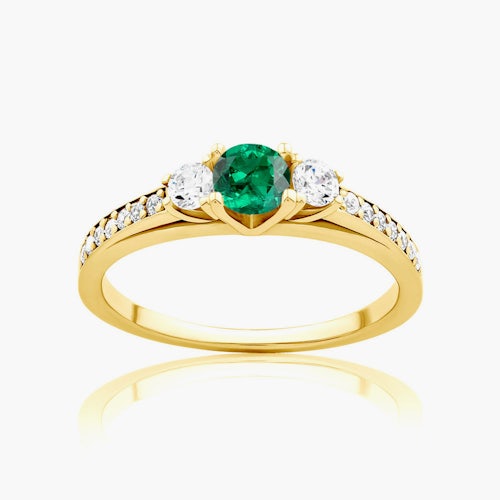 Pierścionek Secret Garden: złoty, szmaragd